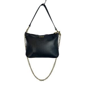 Lodis Emily 5-in-1 Convertible Crossbody Bag Black Pebbled Leather Gold Chain